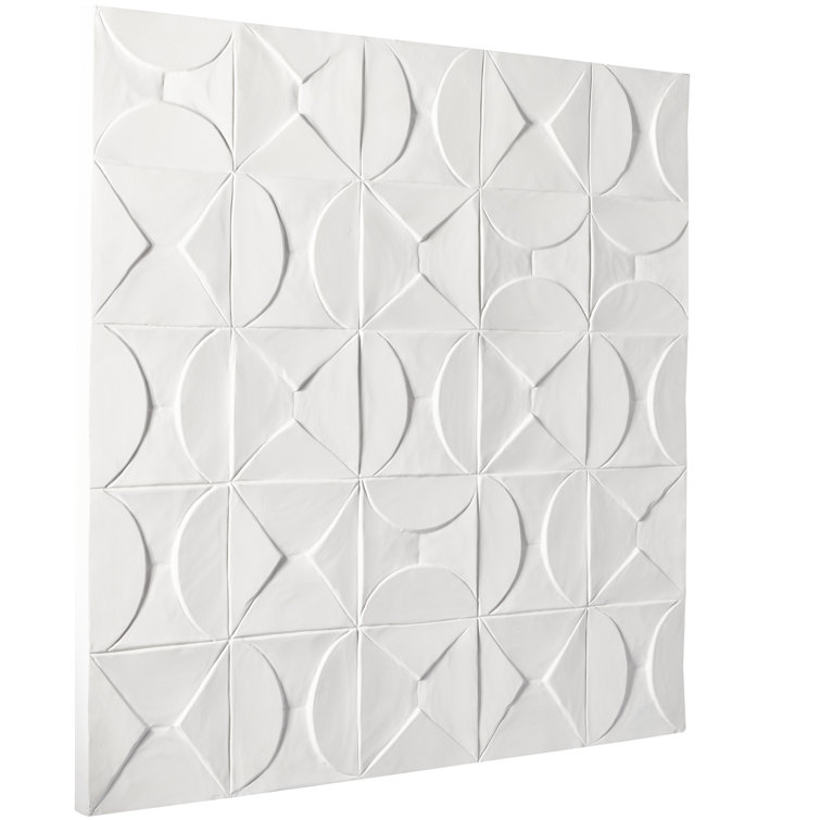 White Geometric Wood Square Wall Art Decor
