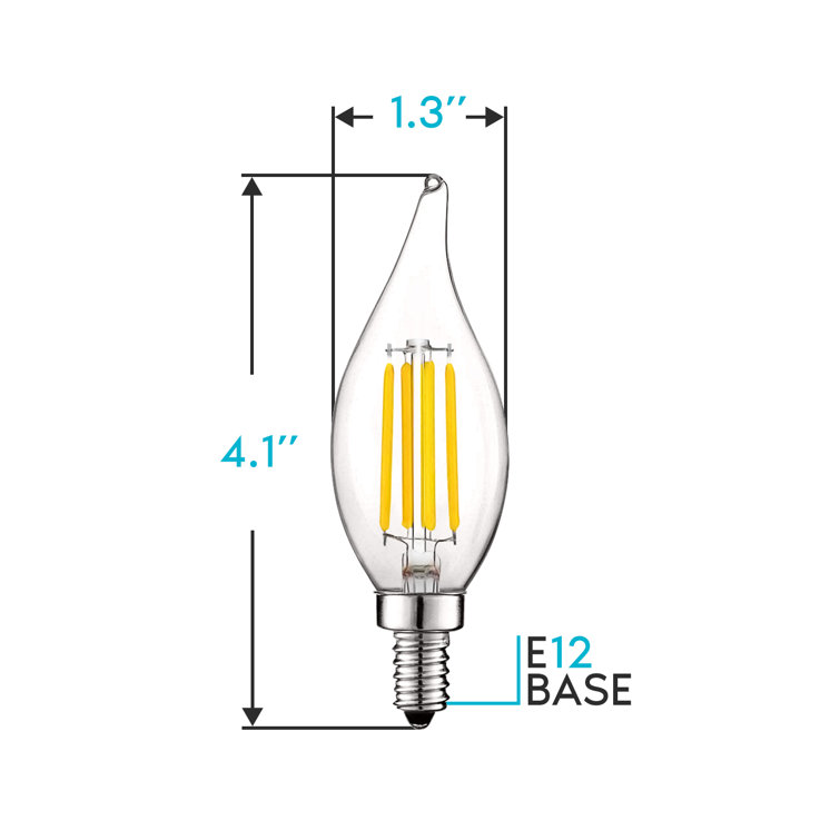 Vintage Dimmable LED Candelabra Bulbs, 6-Pack, Clear Glass