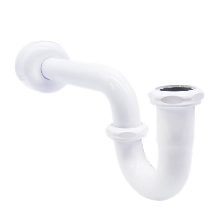 1-1/2" White Brass P-Trap with High Box Flange