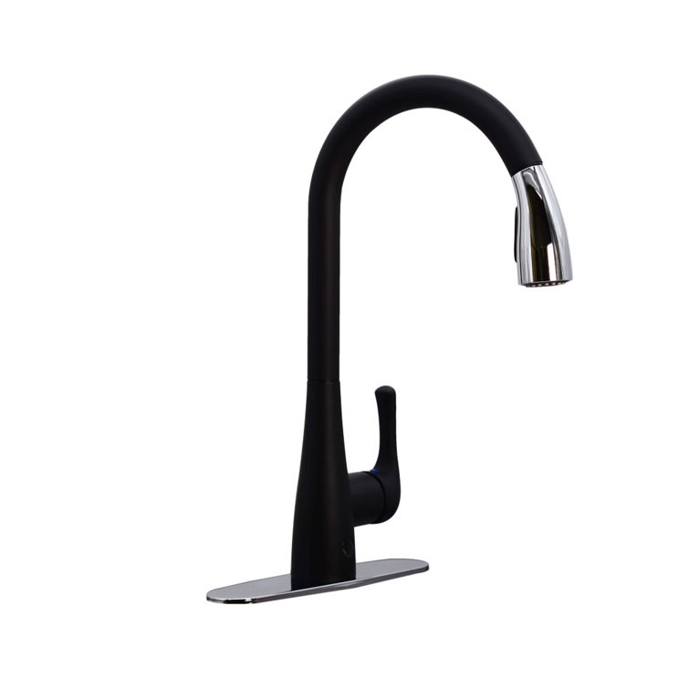 Matte Black and Chrome Touchless Pull Down Kitchen Faucet