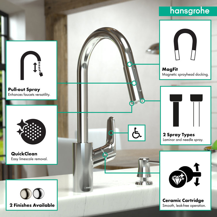 Brushed Gold Stainless Steel Pull-Down Kitchen Faucet