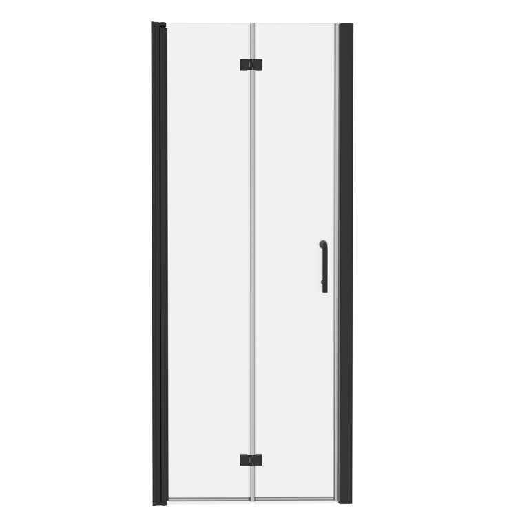 34''-35.5'' Black Aluminum Frameless Bi-Fold Shower Door