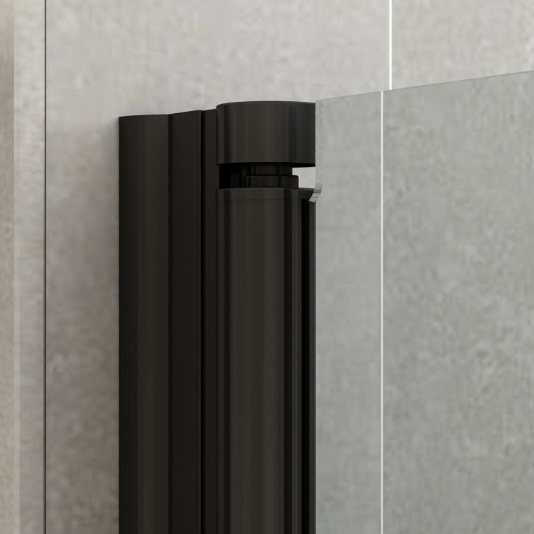 34''-35.5'' Black Aluminum Frameless Bi-Fold Shower Door