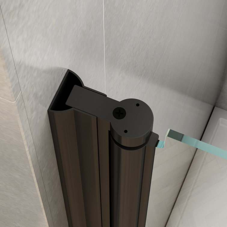 34''-35.5'' Black Aluminum Frameless Bi-Fold Shower Door