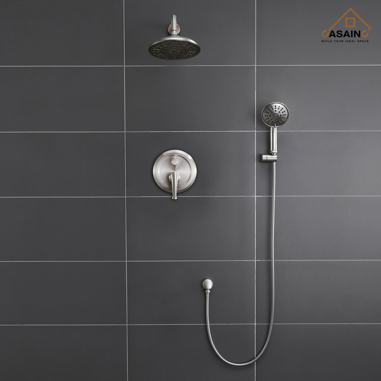 Brushed Nickel Wall Mounted Multi-Head Rain Shower System