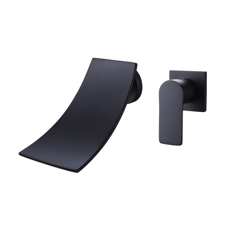 Matte Black Wall-Mounted Waterfall Bathroom Faucet