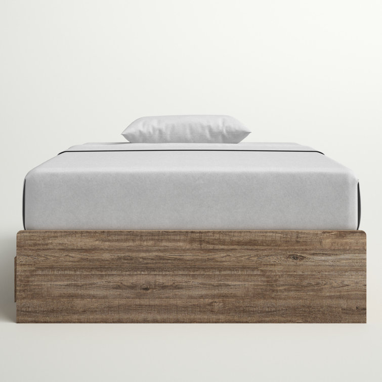 Weathered Oak Full Platform Bed with 3 Storage Drawers