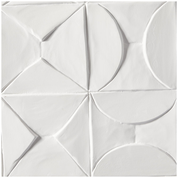 White Geometric Wood Square Wall Art Decor