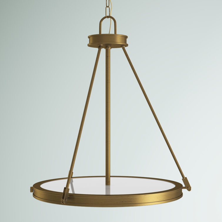 Heritage Brass and Glass Mid-Century Modern Pendant Light
