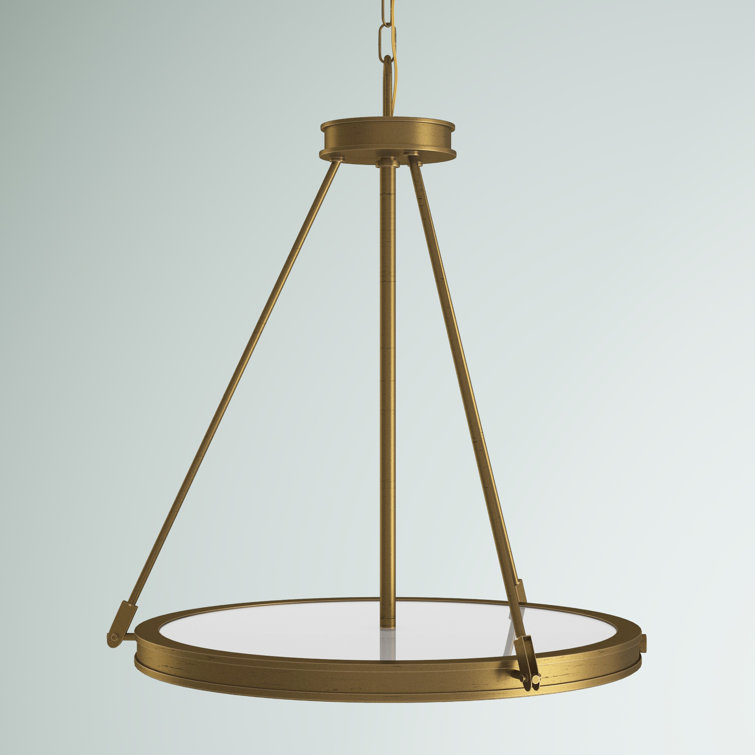 Heritage Brass and Glass Mid-Century Modern Pendant Light