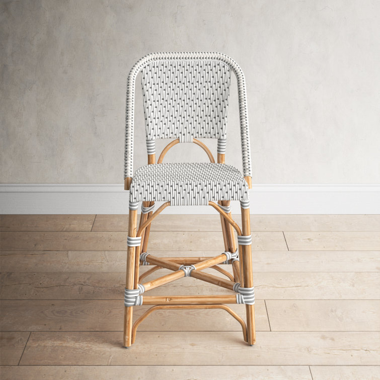 Solstice White & Grey Rattan Swivel Counter Stool