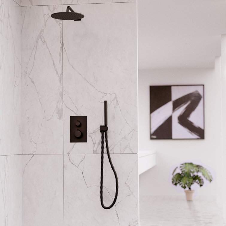 Brushed Nickel Multi-Head Square Wall Mounted Shower Set