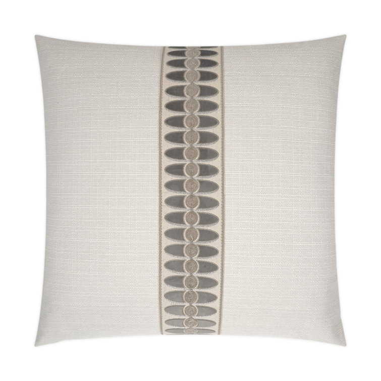 Taupe Linen and Polyester Square Decorative Throw Pillow