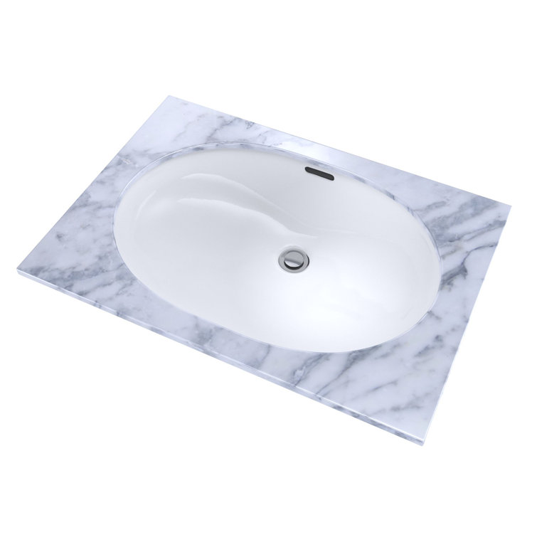 21 5/8" White Ceramic Oval Undermount Bathroom Sink