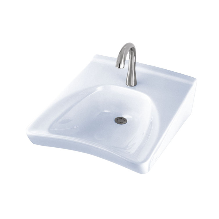 Modern 20.5" Wall-Mount Rectangular Ceramic Sink in Cotton White