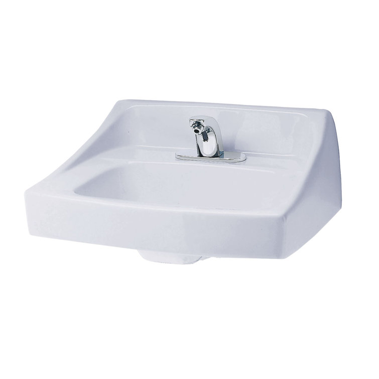 Modern White Ceramic 20'' Wall-Mount Bathroom Sink with Overflow