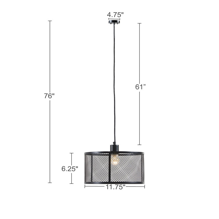 Black Metal Mesh Drum Pendant Light