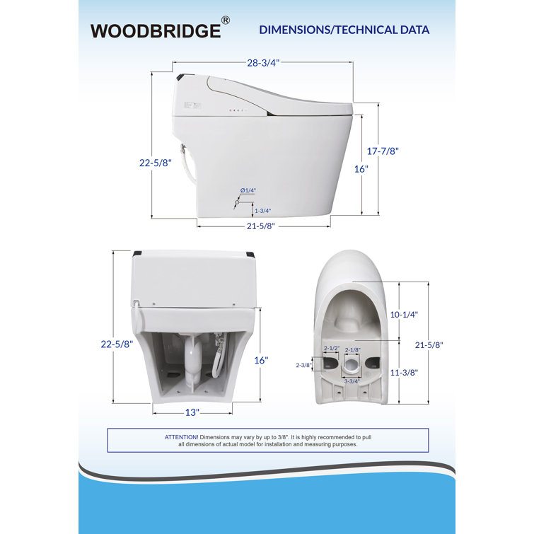 White Ceramic Smart Bidet Toilet with Heated Seat and Auto Flush