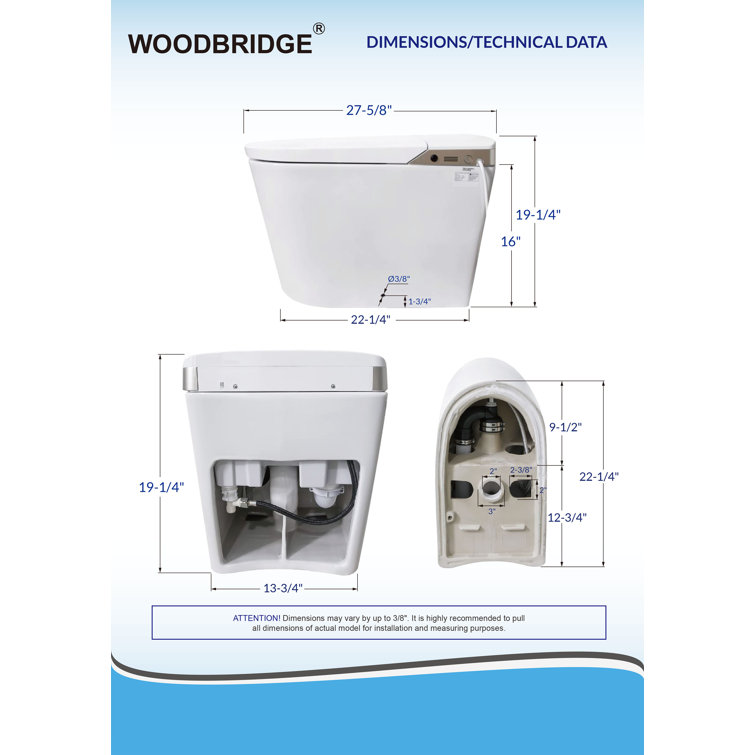 White Elongated One-Piece Smart Bidet Toilet with Dual Flush