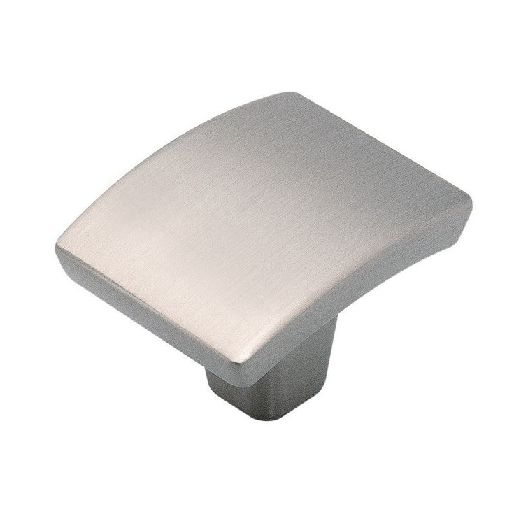 Satin Nickel Square Modern Cabinet Knob with Mounting Hardware