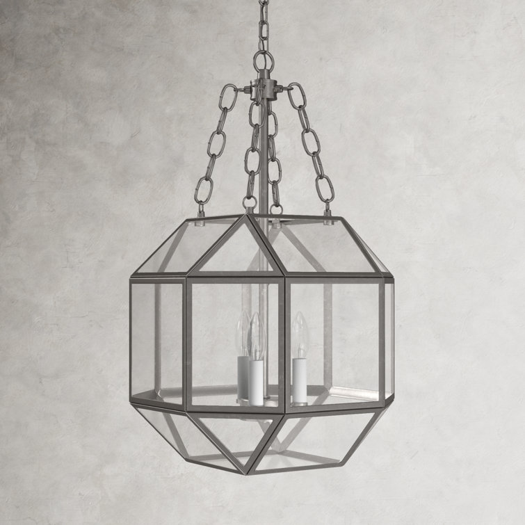 Reid Brushed Nickel 3-Light Geometric Glass Pendant