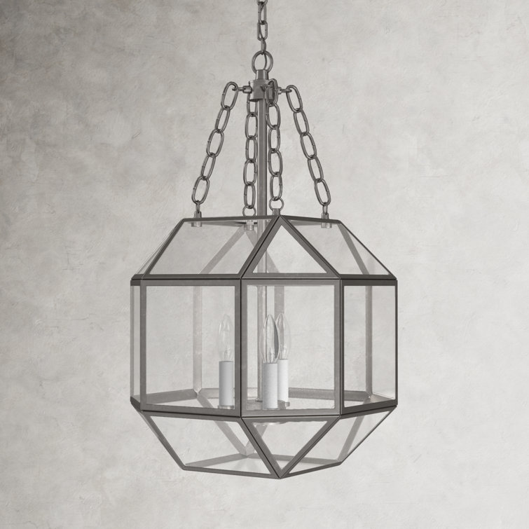 Reid Brushed Nickel 3-Light Geometric Glass Pendant