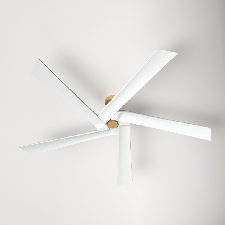 Aspen 70" Burnished Brass and Matte White 5-Blade Ceiling Fan with Remote