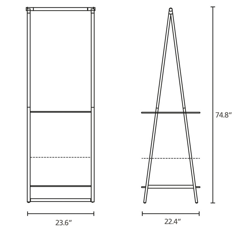 Small White Wood and Wire Garment Rack with Adjustable Shelves