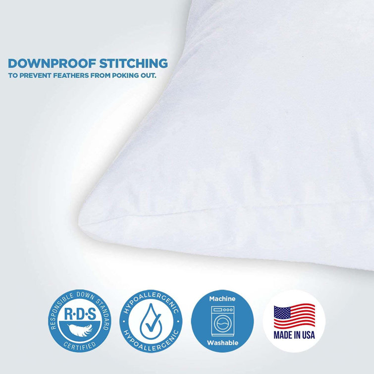 12" x 12" White Cotton Down and Feather Pillow Insert