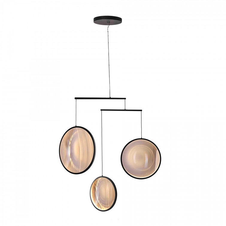 Black Aluminum 3-Light LED Sphere Chandelier