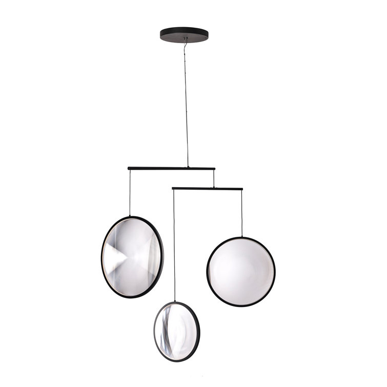 Black Aluminum 3-Light LED Sphere Chandelier