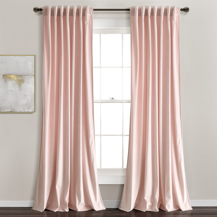 Blush Velvet Blackout Pleated Twin Curtains, 2-Piece Set