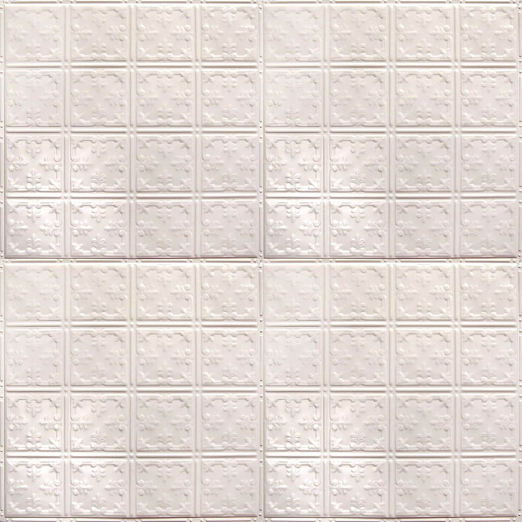 Creamy White Satin 24'' x 24'' Tin Backsplash Tiles Kit