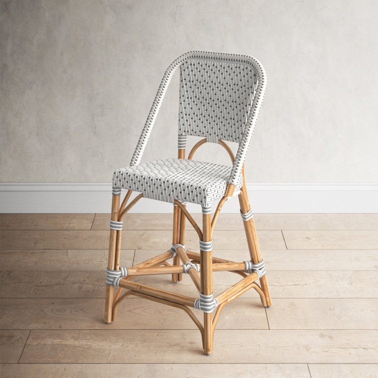 Solstice White & Grey Rattan Swivel Counter Stool