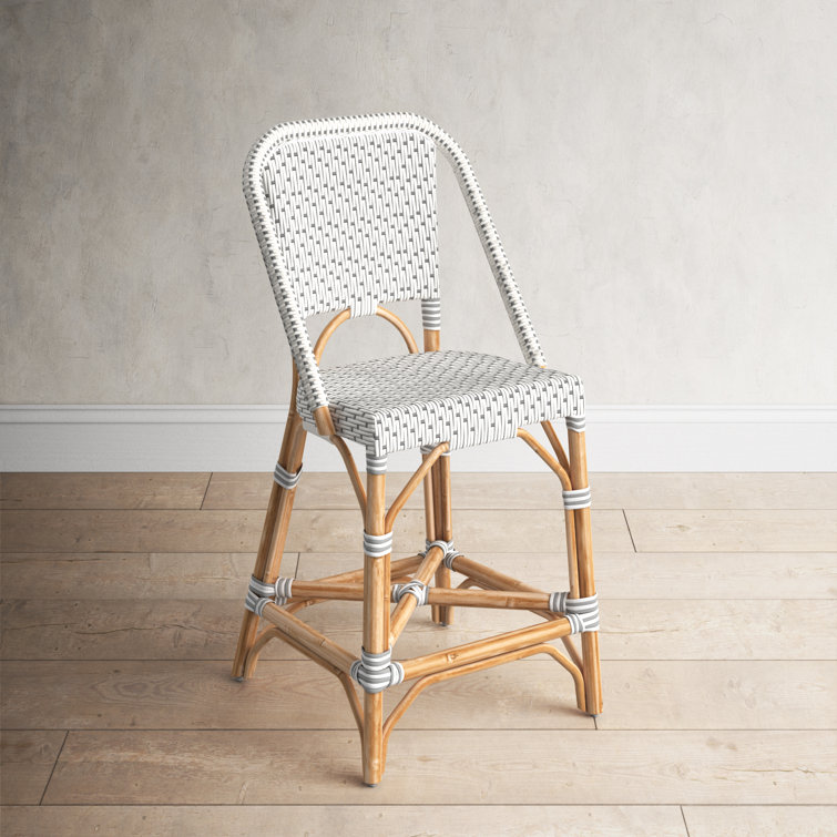 Solstice White & Grey Rattan Swivel Counter Stool