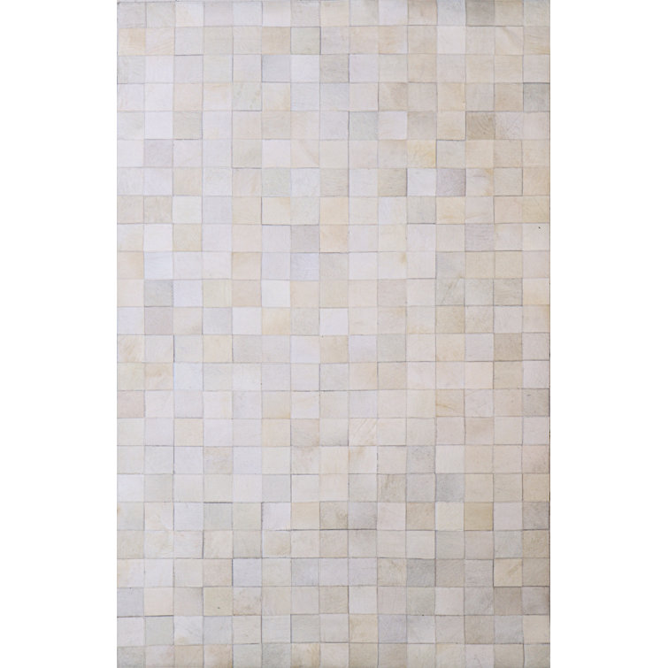 Handmade Gray Geometric Cowhide Rectangular Rug 8' x 10'