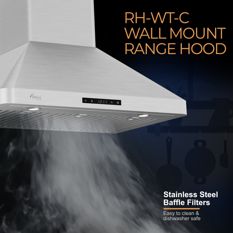 Awoco 30'' Stainless Steel Wall Mount Range Hood with LED Lights