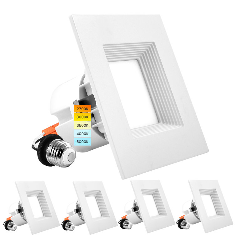 White Square LED Recessed Can Light with Adjustable Color Temperature