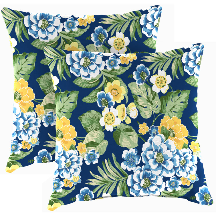 Veranda Hunter Green 18" Square Outdoor Throw Pillow Set
