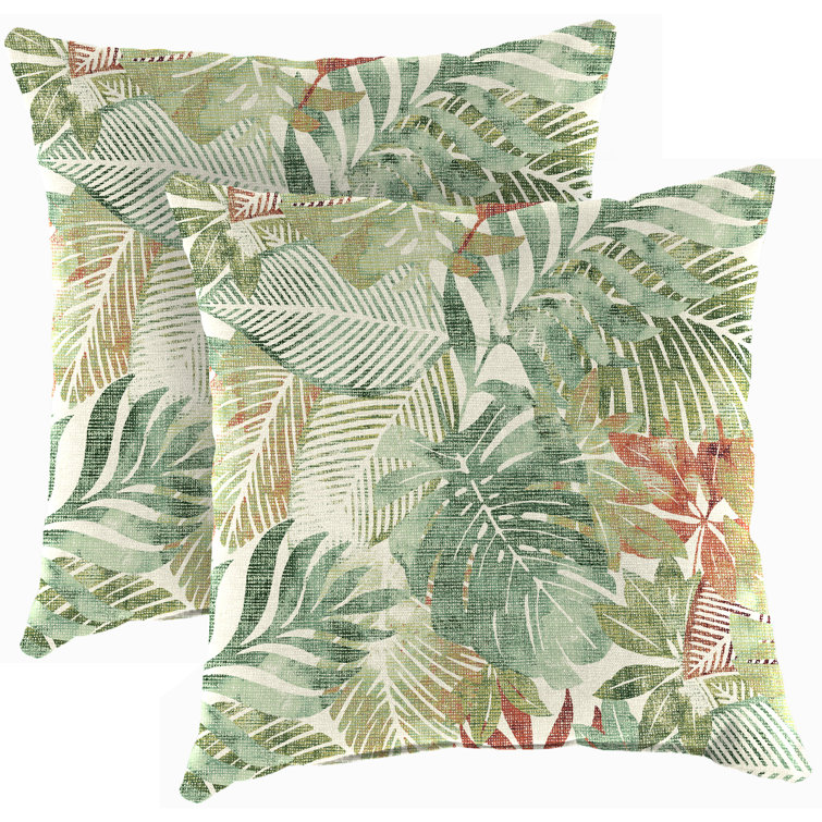 Veranda Hunter Green 18" Square Outdoor Throw Pillow Set