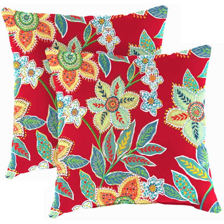 Veranda Hunter Green 18" Square Outdoor Throw Pillow Set