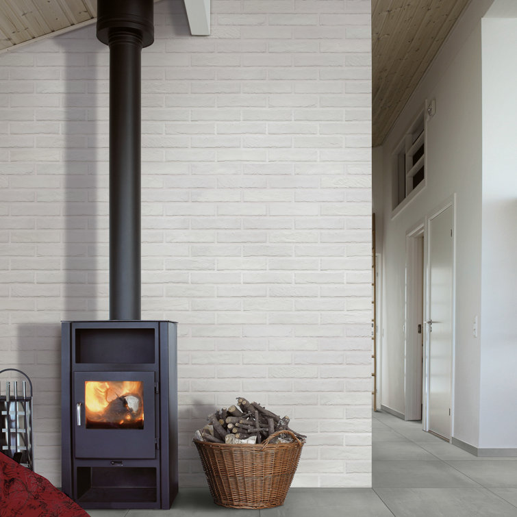 Tribeca White Porcelain Brick Look Wall Tile, 2" x 10"