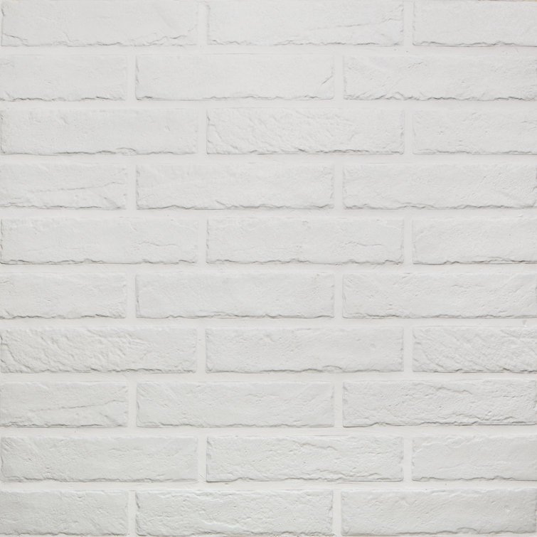 Tribeca White Porcelain Brick Look Wall Tile, 2" x 10"