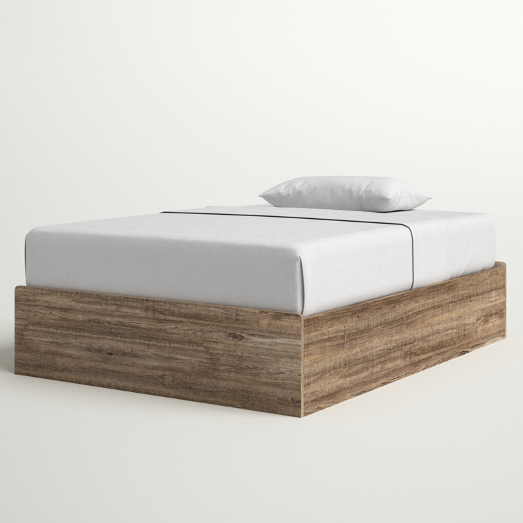 Weathered Oak Full Platform Bed with 3 Storage Drawers
