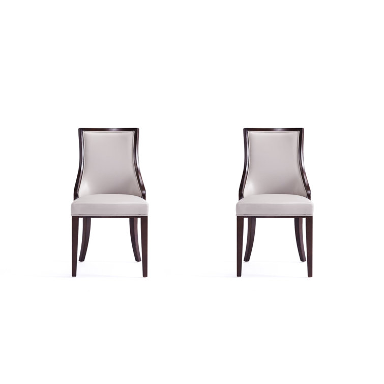Elegant Light Gray Faux Leather Upholstered Side Chair with Wood Frame