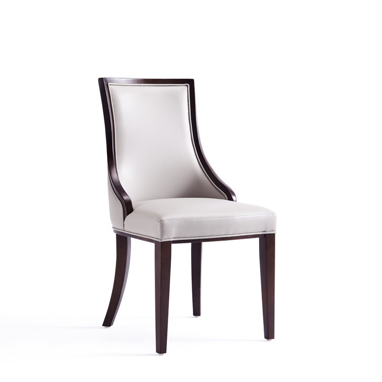 Tan Faux Leather Upholstered Parsons Side Chair with Beech Wood Legs
