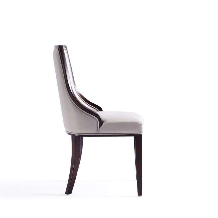 Tan Faux Leather Upholstered Parsons Side Chair with Beech Wood Legs