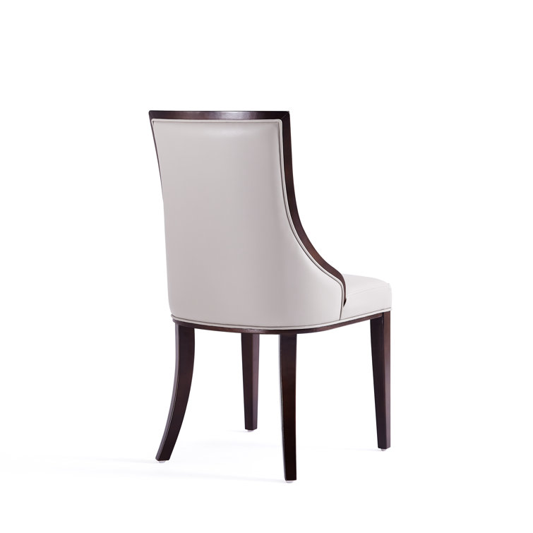 Tan Faux Leather Upholstered Parsons Side Chair with Beech Wood Legs
