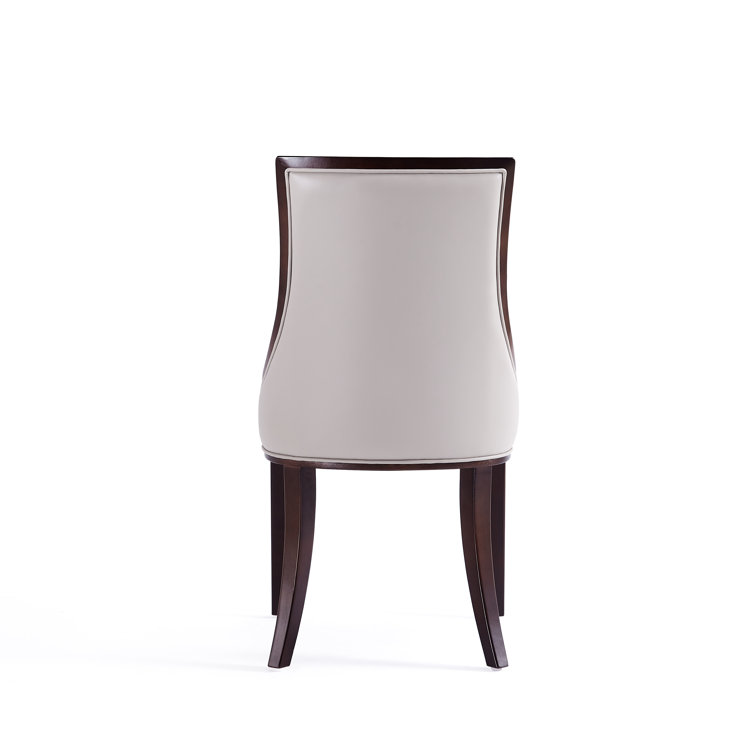 Tan Faux Leather Upholstered Parsons Side Chair with Beech Wood Legs