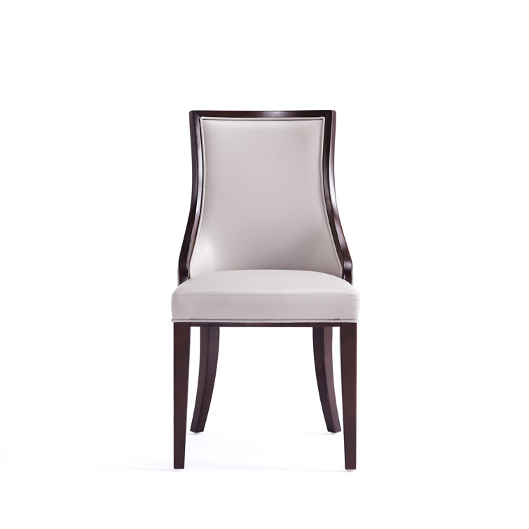 Tan Faux Leather Upholstered Parsons Side Chair with Beech Wood Legs